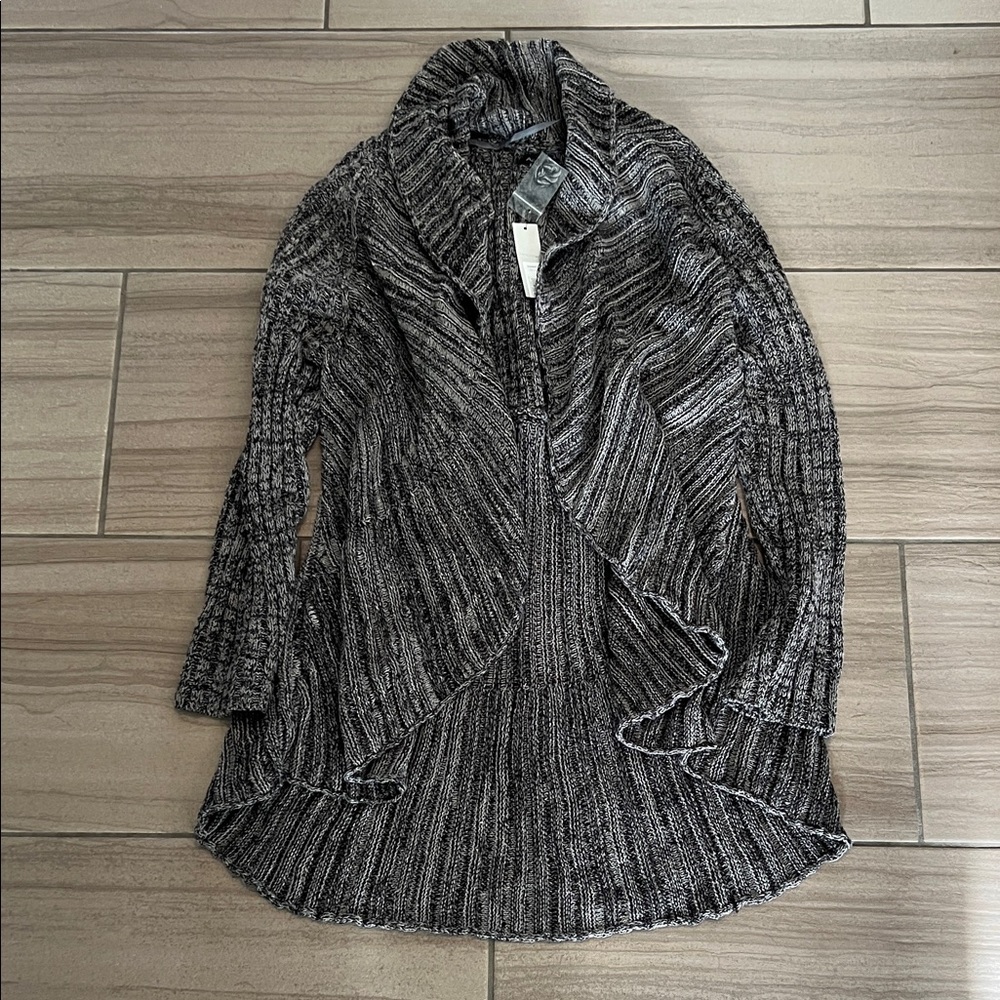 Apt. 9 Charcoal and Light Gray Marbled Knit Cardigan